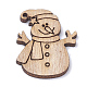 未染色の木製ペンダント  雪だるま  バリーウッド  30x23x2mm  穴：1.5mm WOOD-S040-16-1