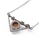 Natural Tiger Eye Triangle with Flower Pendant Necklace NJEW-P274-01AS-01-4