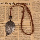 Adjustable Leather Cord Alloy Elephant Pendant Necklaces NJEW-L424-13A-1