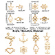 Gomakerer 80 個 8 スタイル合金コネクタチャーム  星とハムサの手と花とハート  混合図形  ライトゴールド  15~25x10.5~27x1~2.5mm  穴：1~1.5mm  10個/スタイル FIND-GO0001-05-2
