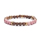 Bracelet extensible en perles rondes en bois de wengé naturel et pierres précieuses pour femme BJEW-JB07544-3
