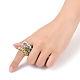 丸いガラスシードビーズの指輪  18KGP本金メッキ銅線  ホワイト  usサイズ10 3/4(20.3mm) RJEW-JR00307-02-3