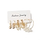 3 Pairs 3 Style Natural Quartz Crystal Chips Beaded Cluster Dangle Stud & Leverback Earrings EJEW-JE04895-03-4