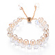 Sparkling Faceted Teardrop Glass Beads Slider Bracelets for Teen Girl Women BJEW-T016-07-2