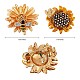 2Pcs 2 Style Sunflower and Bee Clear Cubic Zirconia Badges Pins with Enamel JX167A-3