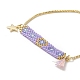 Bracelet coulissant à breloques japonaises faites à la main rectangle et étoile et pompon BJEW-MZ00013-03-2