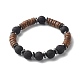 Natural Coconut Rondelle Beads Stretch Bracelet for Men Women BJEW-JB06771-02-1