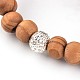 Buddha tête chakra bracelets en perles de bois stretch BJEW-JB02224-4
