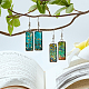 FIBLOOM 2 Pairs 2 Colors Glass Rectangle with Leaf Dangle Earring EJEW-FI0001-16-7