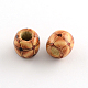Barrel Printed Natural Wood Large Hole Beads WOOD-R243-16mm-A11-1