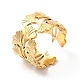 Ion Plating(IP) 304 Stainless Steel Gingko Leaf Open Cuff Ring for Women RJEW-K245-42G-3