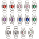 CHGCRAFT 14Pcs 7 Colors Silver Plated Brass Rhinestone Connector Charms RB-CA0001-06-1