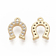 Brass Micro Pave Clear Cubic Zirconia Charms ZIRC-T011-09G-NF-2