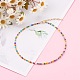 Round Transparent Frosted Glass Seed Beaded Necklaces NJEW-JN03362-05-4