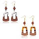 2 paires de boucles d'oreilles trapézoïdales bicolores en résine et bois de noyer EJEW-SW00014-04-1