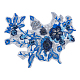3dフラワーオーガンジーポリエステル刺繍オーナメントアクセサリー  アップリケパッチ  ミシンクラフト装飾  模造真珠ビーズ  ブルー  350x290x1.5~6mm DIY-WH0297-20F-1
