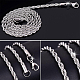 Benecreat 10pcs 304 colliers de chaîne de corde en acier inoxydable pour hommes femmes NJEW-BC0001-07-4