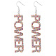 Bling Acrylic Word Power Dangle Earrings GIPO-PW0001-017N-1