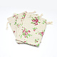 ポリコットン（ポリエステルコットン）パッキングポーチ巾着袋  印刷された花で  小麦  14x10cm X-ABAG-T004-10x14-10-1