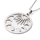 201 Stainless Steel Sun with Moon Phase Pendant Necklace with Cable Chains NJEW-Q317-04P-3