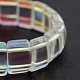 Galvanoplastie rectangle bracelets de perles de verre extensibles BJEW-J126-A01-2