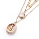 Cowrie Shell and Plated Natural Baroque Pearl Keshi Pearl Tiered Necklaces NJEW-JN02389-3