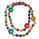 Halsketten mit gefärbten natürlichen Kokosnussblüten und flachen runden Perlen NJEW-B088-02-2