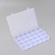 プラスチックビーズ収納ケース  24のコンパートメント  調整可能な仕切りボックス付き  長方形  透明  19x13x1.7cm CON-WH0083-03-1