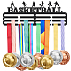 スーパーダントバスケットボールメダルホルダー女の子用メダルホルダーディスプレイハンガーラックフレーム競技スポーツメダルハンガーとリボンディスプレイレースメダルハンガー棚付き女の子へのギフト ODIS-WH0021-323-1