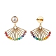 Fan Shape Glass Beads Dangle Stud Earrings for Girl Women EJEW-TA00012-4