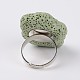 Pepitas ajustables anillos de dedo de piedras preciosas de roca de lava RJEW-I013-04-3
