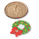 手作りミユキ日本の種子織機模様シードビーズ  クリスマステーマのペンダント  クリスマスリース模様  23x20x1.7mm PALLOY-MZ00059-05-3