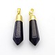 Gemstone Point Pendants with Golden Plated Brass Findings G-P053-11C-1