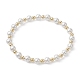 Set di braccialetti elasticizzati da donna con perle naturali e perline in ottone BJEW-JB09662-01-3
