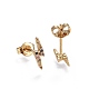 Brass Micro Pave Cubic Zirconia Flash Stud Crawler Earrings EJEW-L224-24G-2
