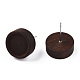 Orecchini a bottone rotondi piatti in legno tinto con 304 perno in acciaio inossidabile da donna EJEW-TAC0021-13-3