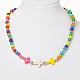 Ensembles de bijoux stretch en perles de rondelle en bois teint: bracelets et colliers SJEW-JS00766-06-5