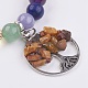 Chakra Jewelry Natural Gemstone Beads and Tiger Eye Charm Bracelet BJEW-JB03608-05-2