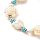 Bracciale con perline turchesi sintetiche (tinte) con cuore e tartaruga BJEW-JB07302-01-4