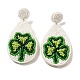 Saint Patrick's Day Glass Seed Beaded Dangle Stud Earrings EJEW-F327-01B-1