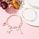 2 Uds. Conjunto de pulseras elásticas con cuentas de perlas de concha y vidrio con tema de Pascua de 2 estilos BJEW-TA00303-01-4