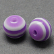 ラウンド縞模様樹脂ビーズ  紫色のメディア  8x7mm  穴：1.8~2mm RESI-R158-8mm-07-1