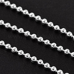 Versilberte Eisenkugelperlenketten, mit Spule, gelötet, Perle: ca. 1.5 mm Durchmesser, ca. 32.8 Fuß (10m)/Rolle