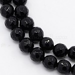 Pierre noire brins de perles, teinte, facette, ronde, 8mm, Trou: 1mm, Environ 47 pcs/chapelet, 15 pouce