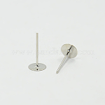 Fornituras del pendiente redondo y plano en blanco pendientes Stud peg, sin níquel, Platino, 12x6mm, pin: 0.7 mm