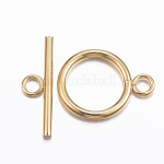 304 Stainless Steel Toggle Clasps, Golden, Ring: 21x16x2mm, hole: 3mm, Bar: 23x7x2mm, Hole: 3mm