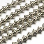 Stile tibetano fili di perline lega bicono, piombo & cadimo libero, argento antico, 7x6mm, Foro: 2 mm, circa 34pcs/filo, 8 pollice