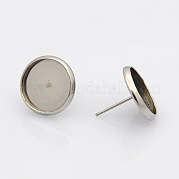 Плоские круглые серьги-гвоздики из нержавеющей стали марки 304 STAS-N019-21-9mm