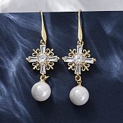 Серьги-гвоздики с цирконом из латуни EJEW-F362-08G