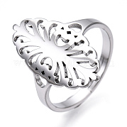 304 Stainless Steel Hollow Out Oval Adjustable Ring RJEW-T027-02P